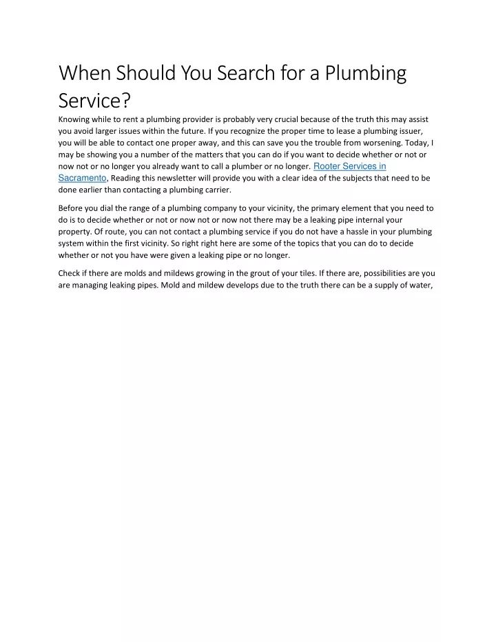 when should you search for a plumbing service