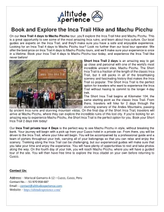 Inca Trail 4 days to machu picchu