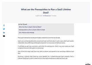 what are the prerequisites to run a saas lifetime