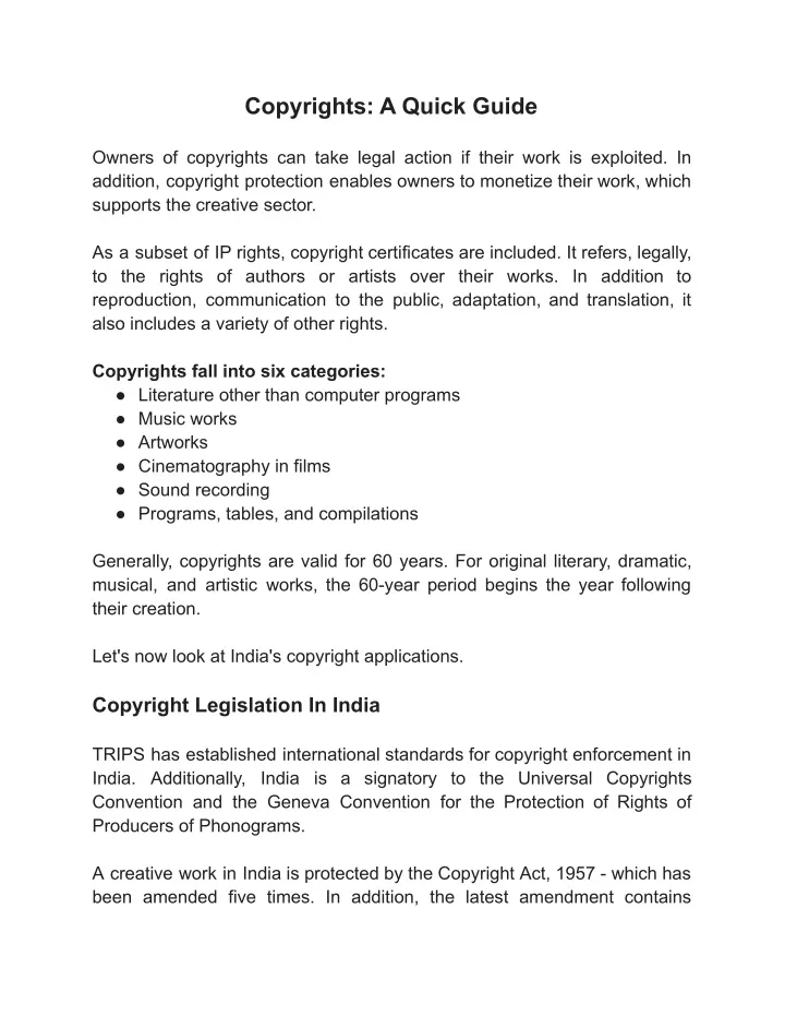 copyrights a quick guide