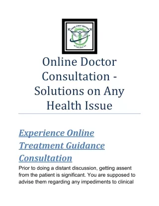 Online Doctor Consultation - Solutions on Any Health Issue