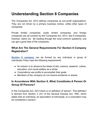 Section 8 Company Registration Fees | Section 8 Company Incorporation