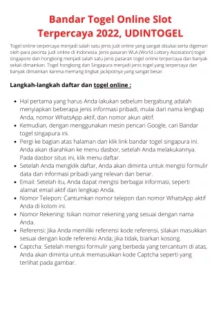 bandar togel online slot terpercaya 2022 udintogel