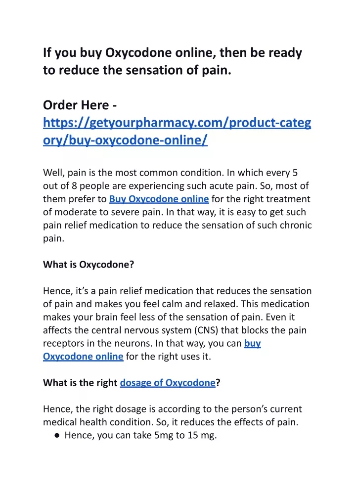 if you buy oxycodone online then be ready