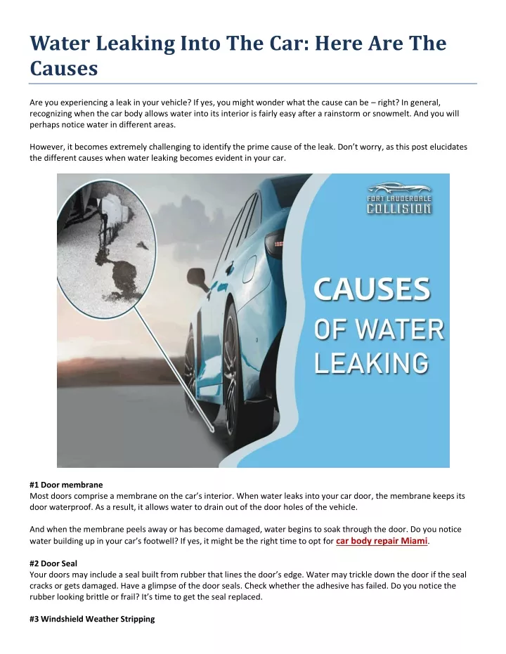 water leaking into the car here are the causes