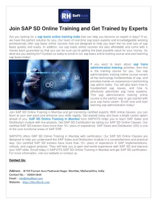 SAP basis online training india