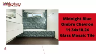 Midnight Blue Ombre Chevron 11.34x10.24 Glass Mosaic Tile