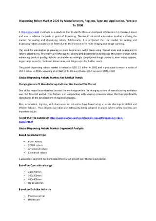 dispensing robot market 2022 by manufacturers
