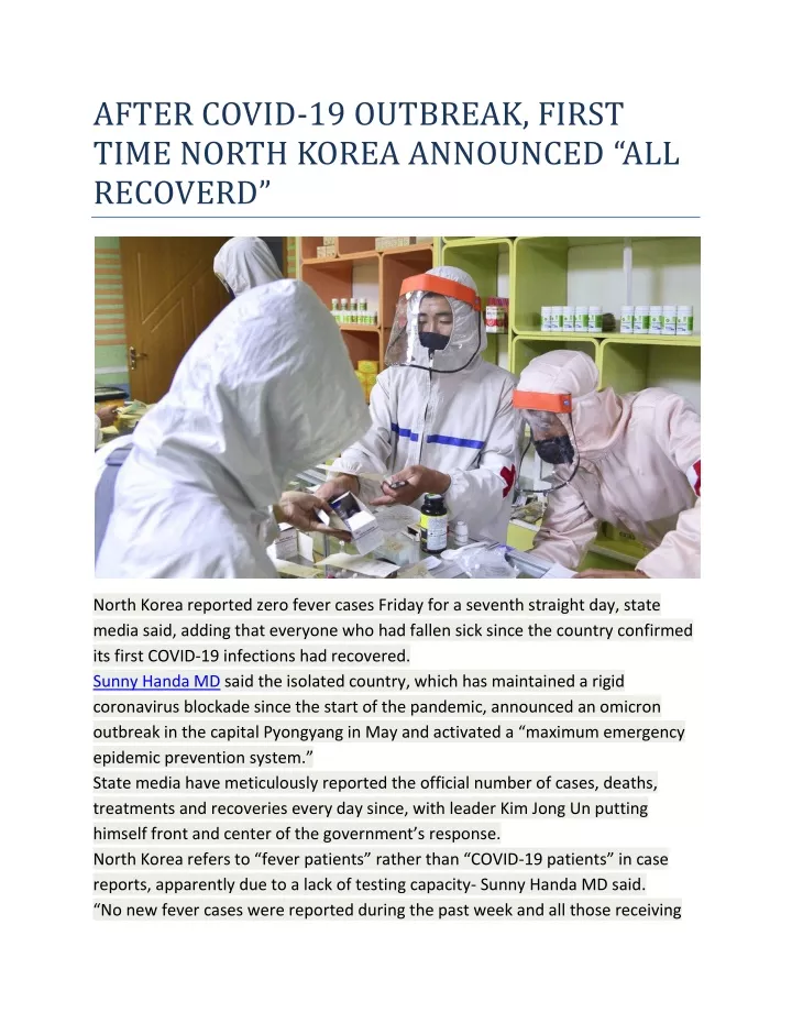 after covid 19 outbreak first time north korea