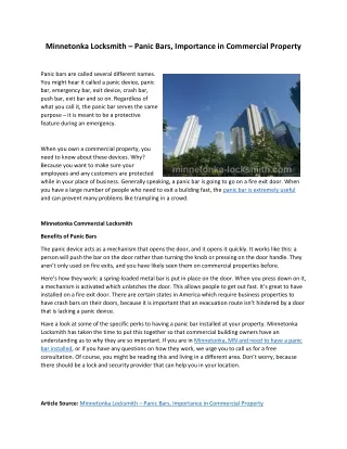 Panic Bars, Importance in Commercial Property