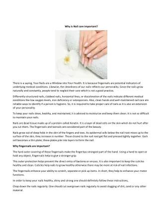 Why is Nail care important?