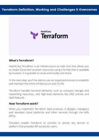 terraform definition working and challenges