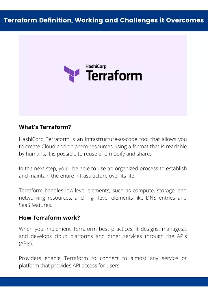 terraform definition working and challenges