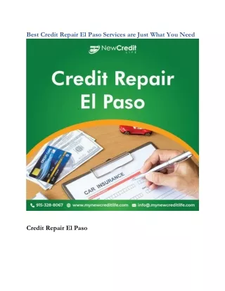 Best Credit Repair El Paso Services are Just What You Need