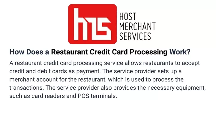 how does a restaurant credit card processing work