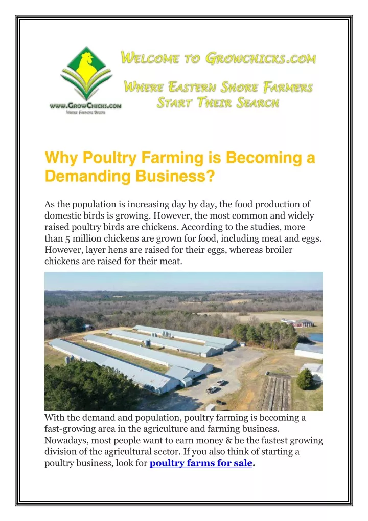 why poultry farming is becoming a demanding