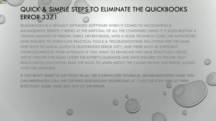 quick simple steps to eliminate the quickbooks error 3371