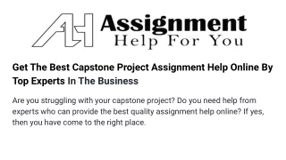 get the best capstone project assignment help
