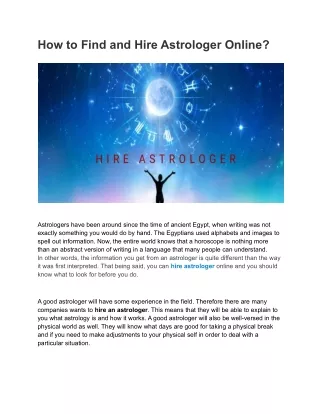 Hire an Astrologer