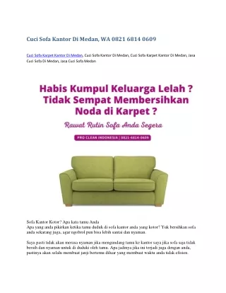 Cuci Sofa Kantor Di Medan, WA 0821 6814 0609