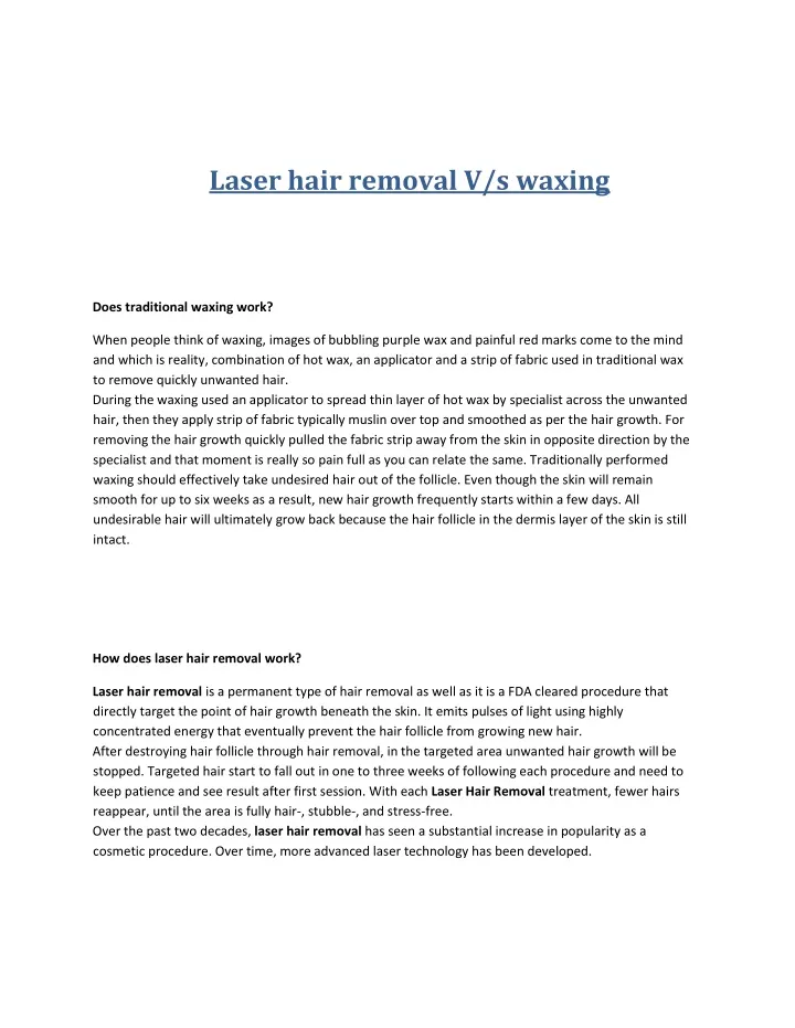 laser hair removal v s waxing