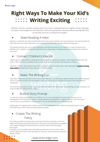 Right Ways To Make Your Kid’s Writing Exciting