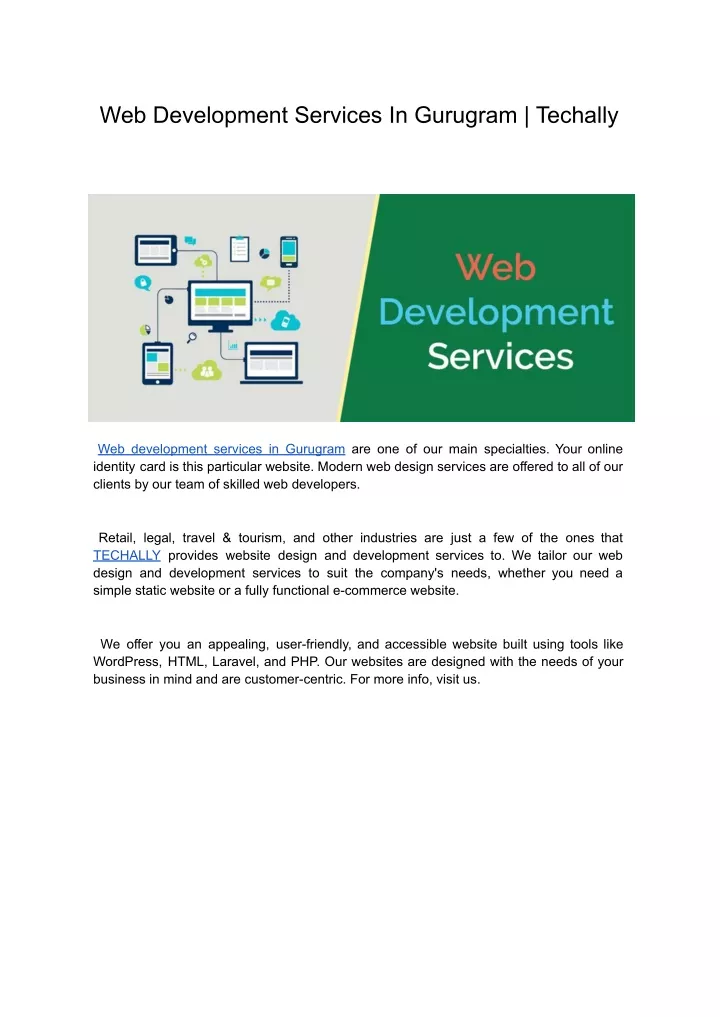 web development services in gurugram techally