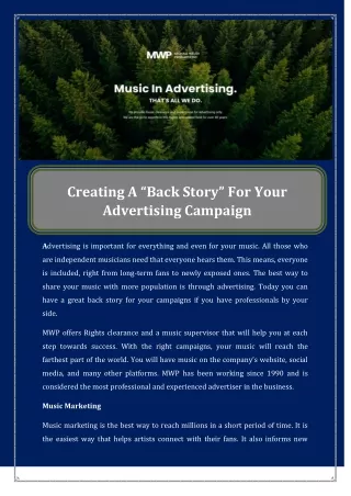 Creating A “Back Story” For Your Advertising Campaign