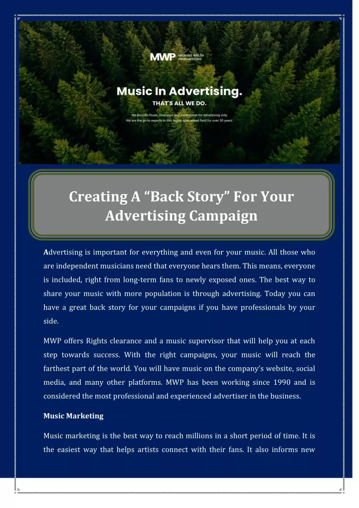 creating a back story for your advertising