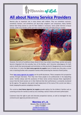 All about Nanny Service Providers
