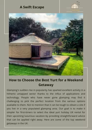 How to Choose the Best Yurt for a Weekend Getaway