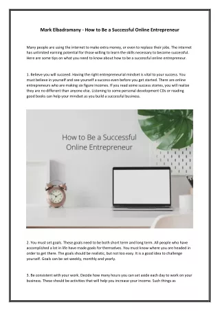 Mark Elbadramany - How to Be a Successful Online Entrepreneur