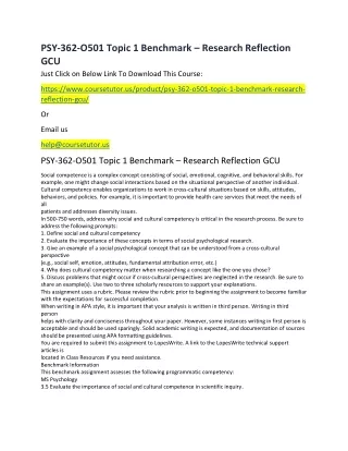 psy 362 o501 topic 1 benchmark research