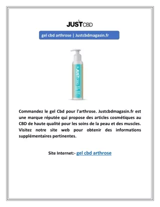 gel cbd arthrose | Justcbdmagasin.fr
