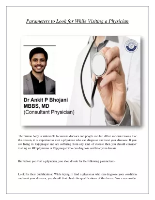 Parameters to Look for While Visiting a Physician