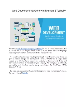 web development agency in mumbai techally
