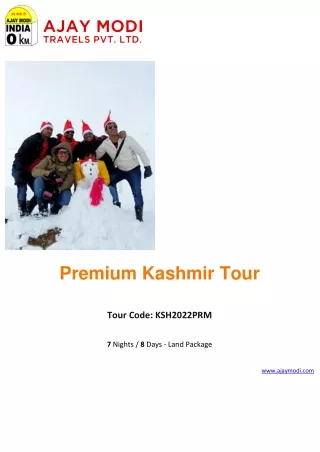 Book Premium Kashmir Tour | Holiday Tour - Ajay Modi Travels