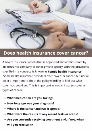 Does health insurance cover cancer