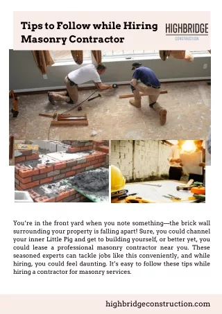 Tips to Follow while Hiring Masonry Contractor