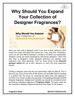 Why Should You Expand Your Collection of Designer Fragrances