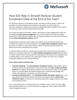 How SIS Help in Smooth Rollover Student Enrollment Data at the End of the Year