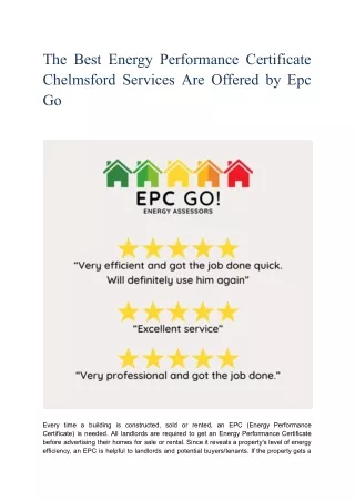 The Best Energy Performance Certificate Chelmsford Services Are Offered By EPC GO.pdf
