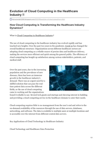 evolution of cloud computing in the healthcare