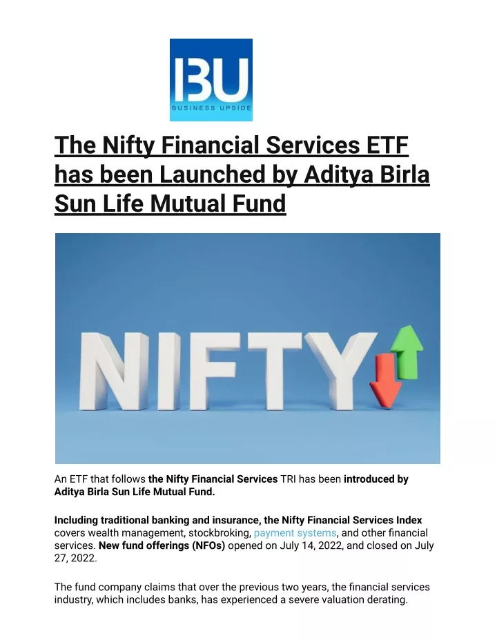 the nifty financial services etf has been