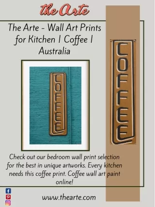The Arte - Wall Art Prints for Kitchen | Coffee | Australia