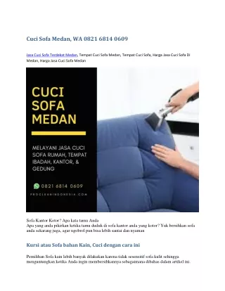Cuci Sofa Medan, WA 0821 6814 0609