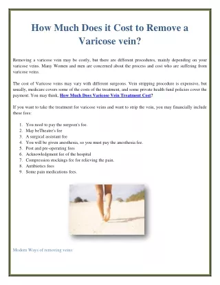 How Much Does it Cost to Remove a Varicose vein?