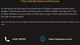 2 Tips to Hire Best Painters and Decorators