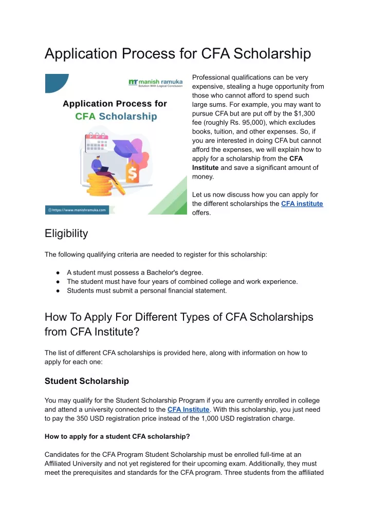 application process for cfa scholarship