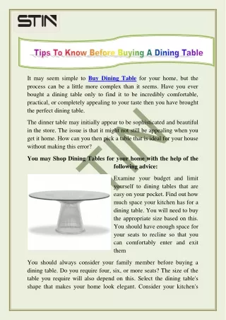 it may seem simple to buy dining table for your